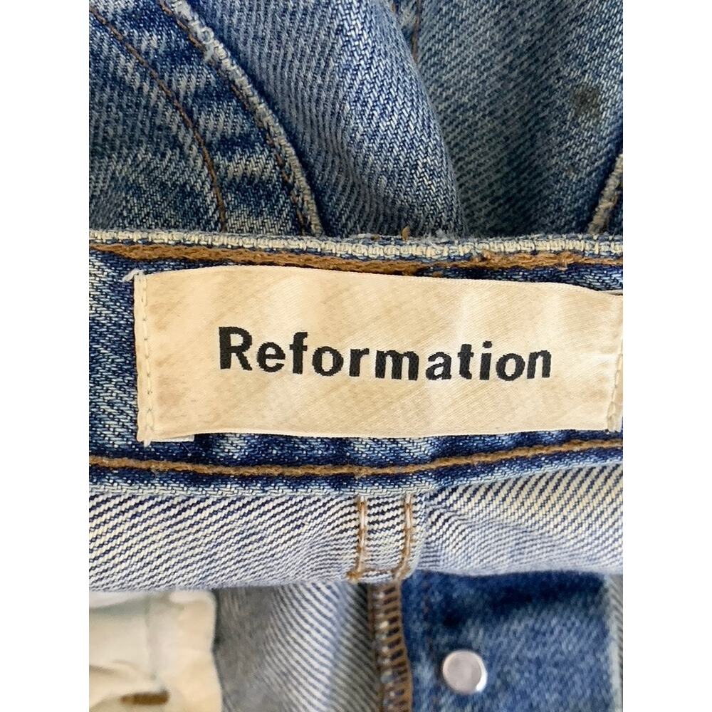 REFORMATION Women's Baltic Blue Mid-Rise Crop Flare Petite Frayed Jean SZ 25 - Picture 10 of 13